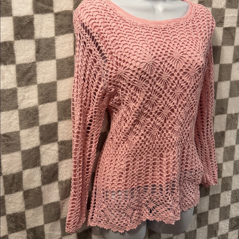 Croft & Barrow Women’s Long Sleeve XL CrewNeck Pullover Knit Crochet Lined Top - Picture 5 of 12